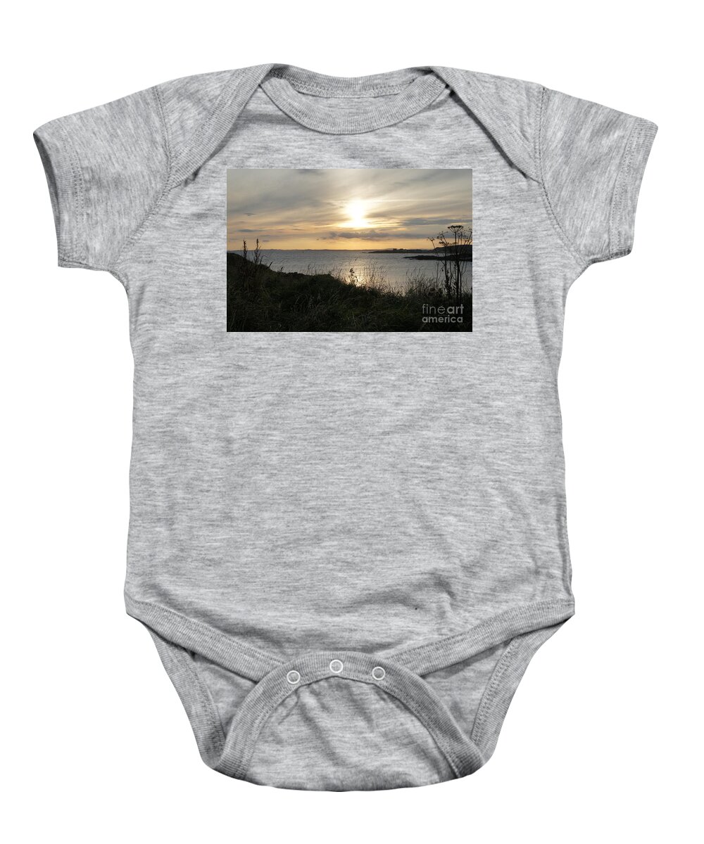 Sunset In Eli Baby Onesie featuring the photograph Grass in the setting sun by Elena Perelman
