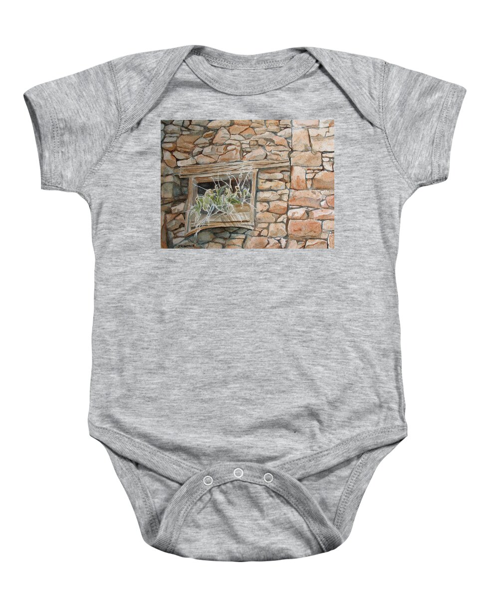 Wall Baby Onesie featuring the painting Grass in the Window by Jenny Armitage