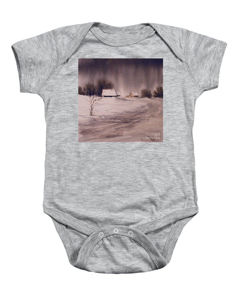 Gray Day Baby Onesie featuring the painting Gray Day by Teresa Ascone