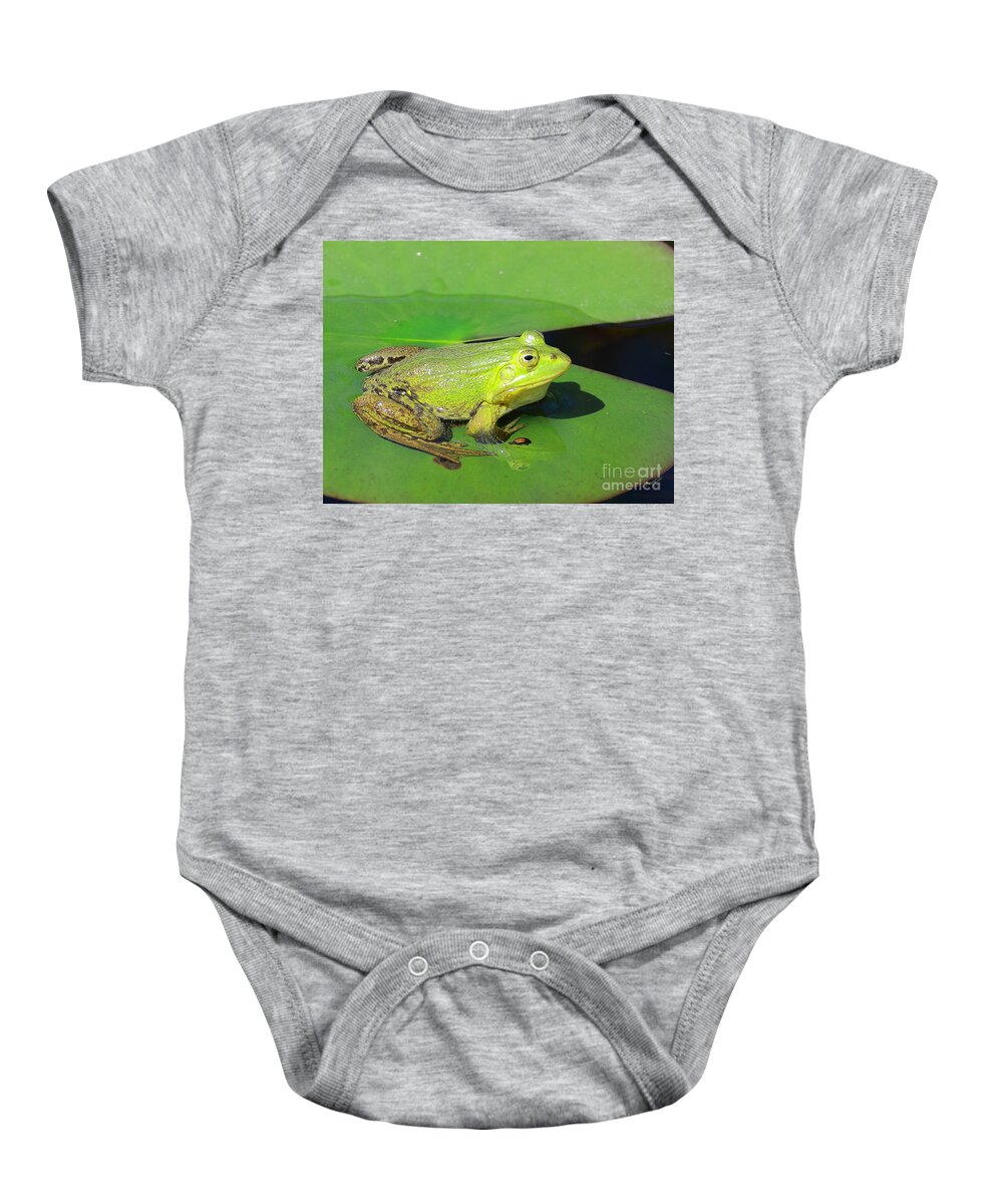 Frogs Baby Onesie featuring the photograph Green Frog by Amanda Mohler