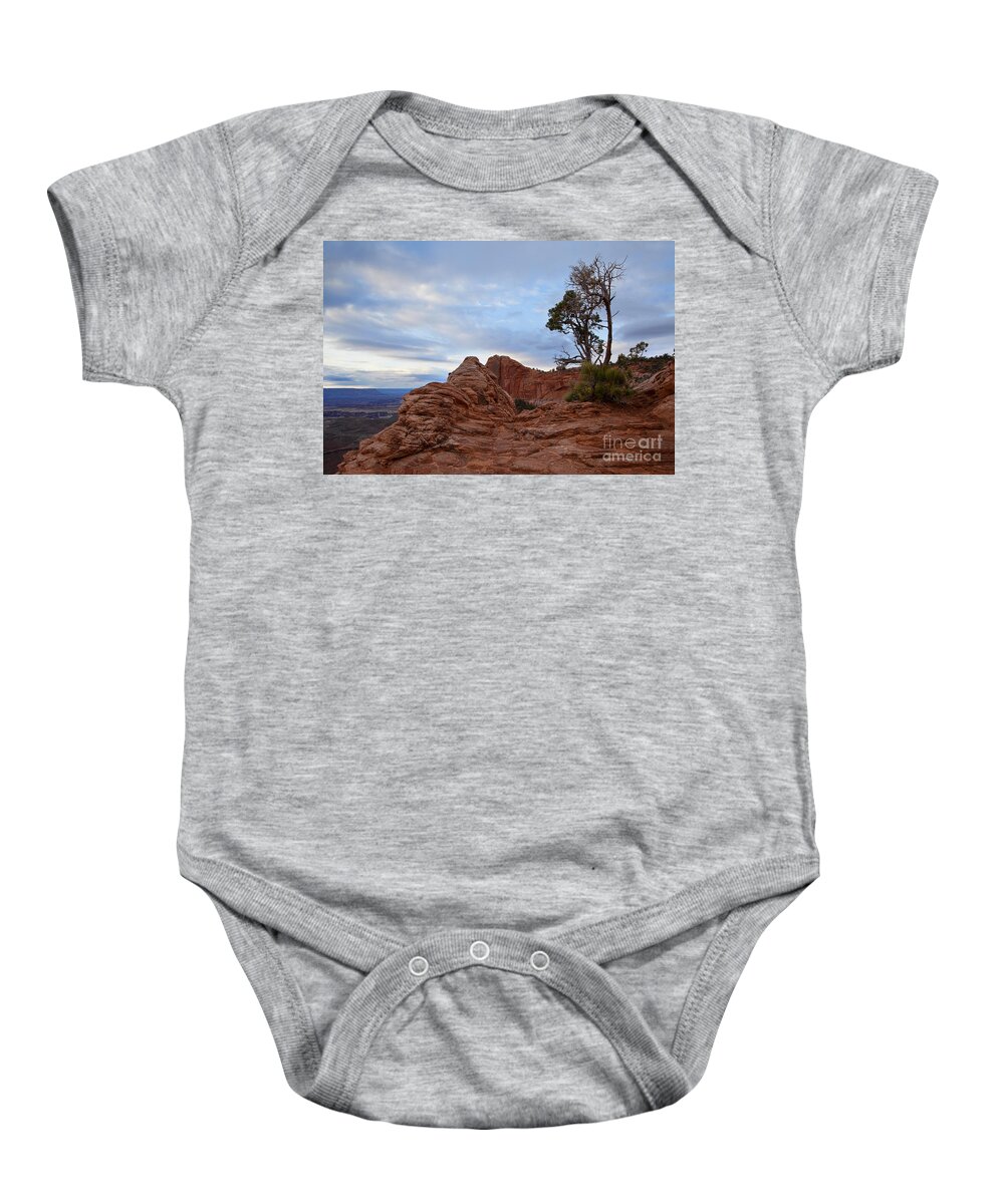 Canyon Lands Baby Onesie featuring the photograph Greet the Dawn by Jim Garrison