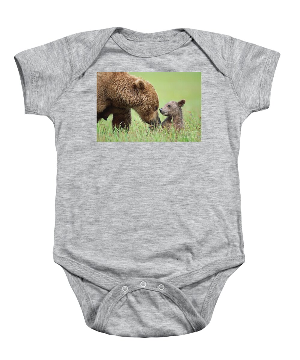 00345260 Baby Onesie featuring the photograph Grizzly Bear And Cub in Katmai by Yva Momatiuk John Eastcott