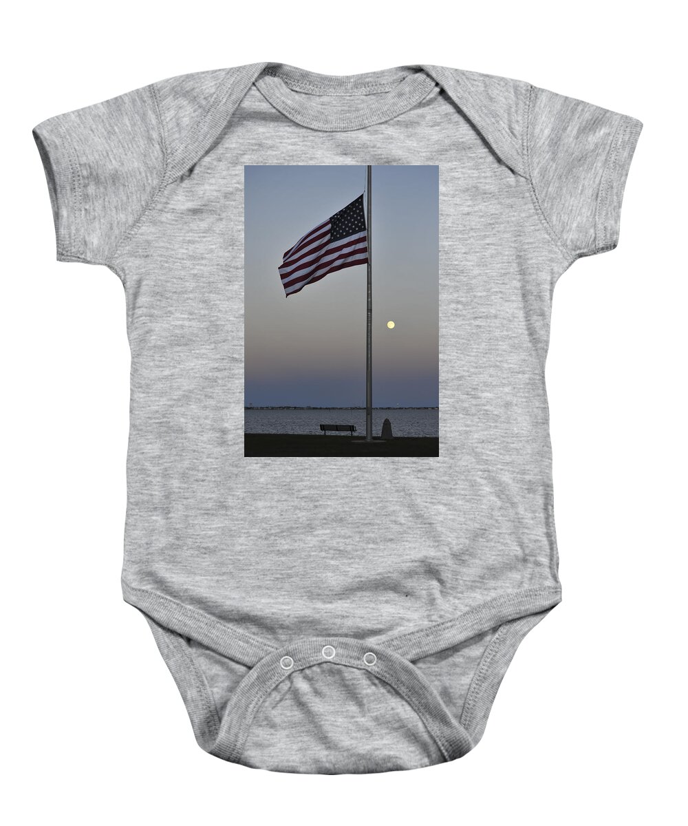 Moon Baby Onesie featuring the photograph Half Staff Moon by Terry DeLuco