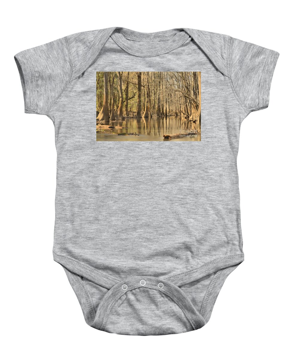 Congaree National Park Baby Onesie featuring the photograph Hall Of Cypress by Adam Jewell