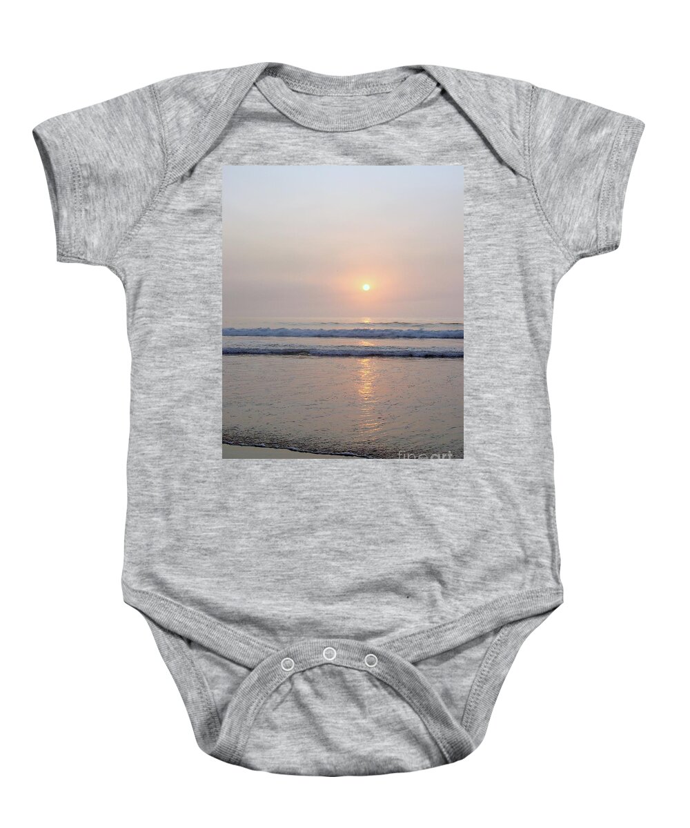 Sunrise Baby Onesie featuring the photograph Hampton Beach Waves and Sunrise by Eunice Miller