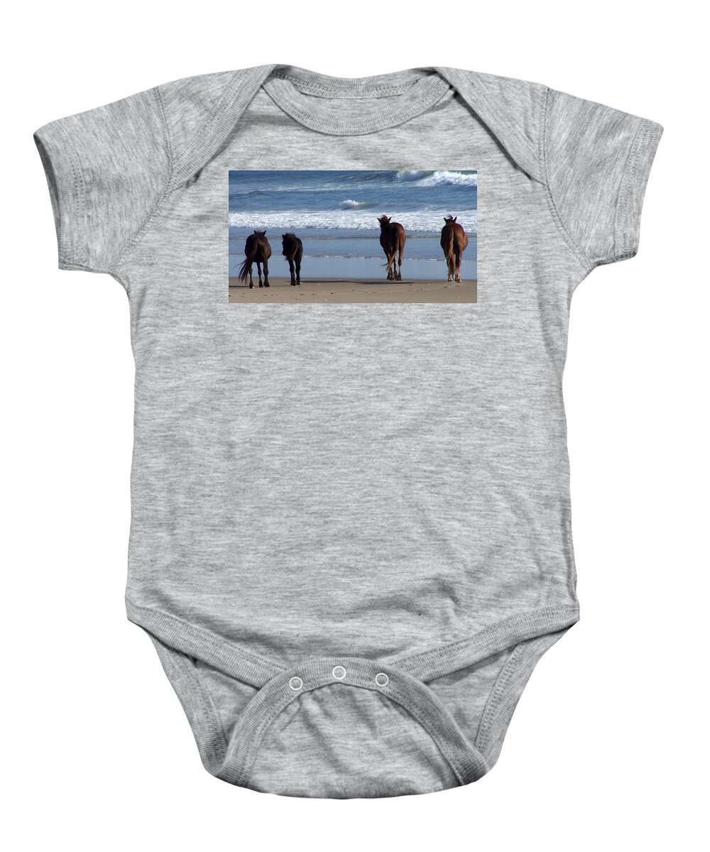Wild Spanish Mustang Baby Onesie featuring the photograph Happy Tails by Kim Galluzzo