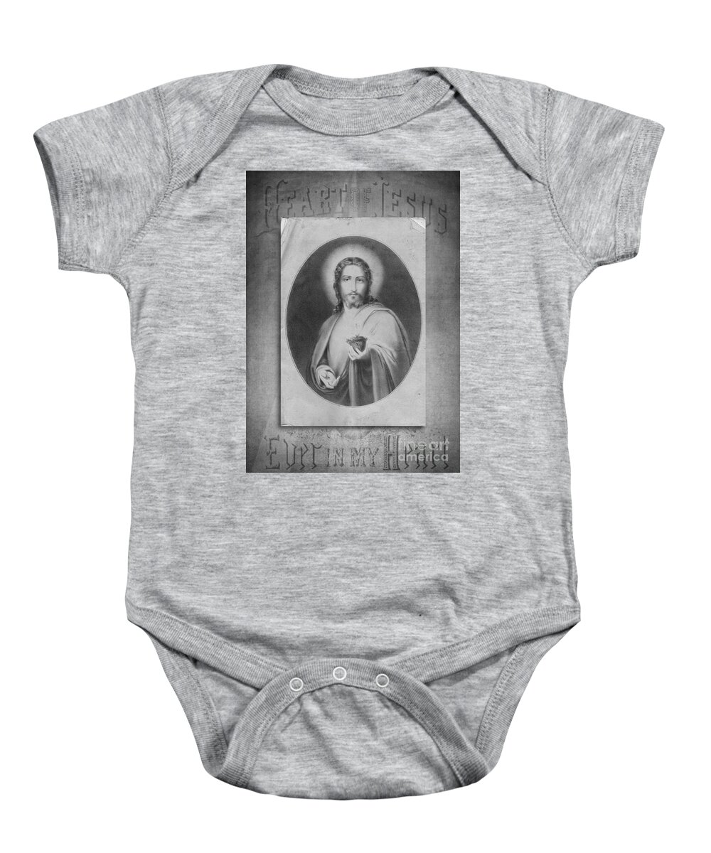 Sacred Baby Onesie featuring the photograph Heart of Jesus by Edward Fielding