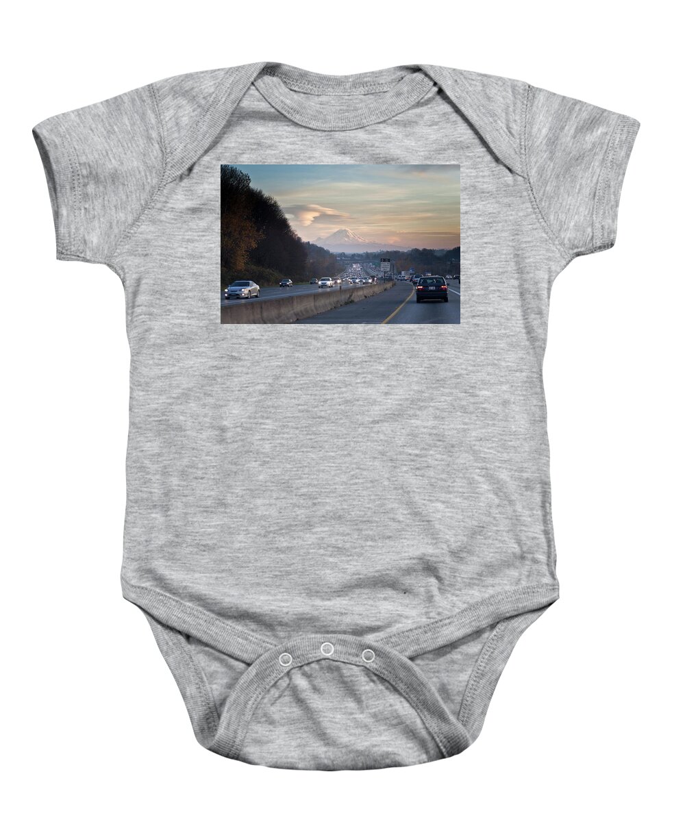 Car Baby Onesie featuring the photograph Heavy Traffic Stalls Interstate 5 by Kirk Mastin