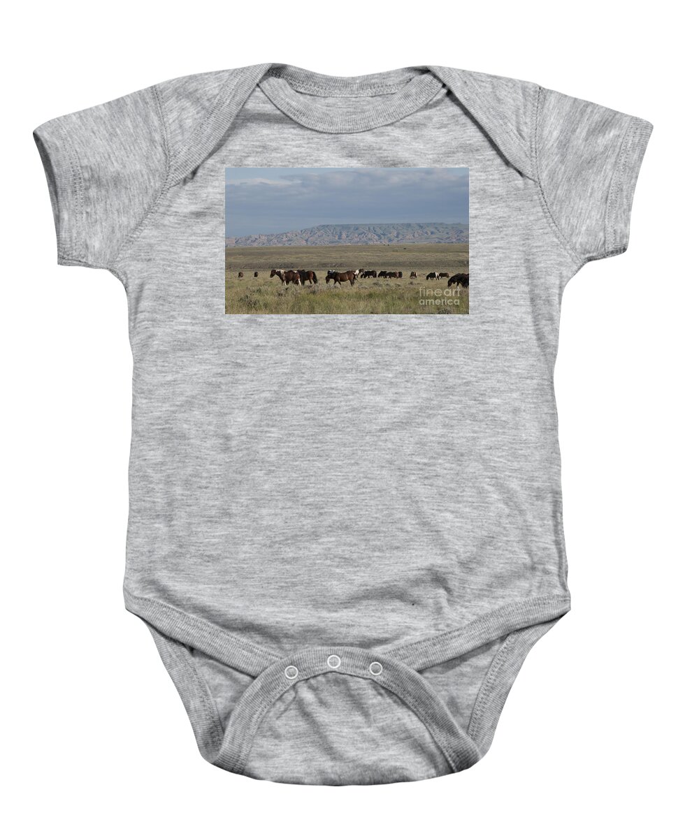 America Baby Onesie featuring the photograph Herd of Wild Horses by Juli Scalzi