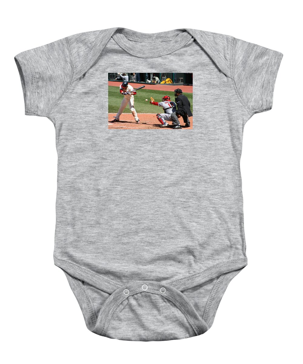 Baseball Baby Onesie featuring the photograph Cleveland Indians Baseball game by Valerie Collins