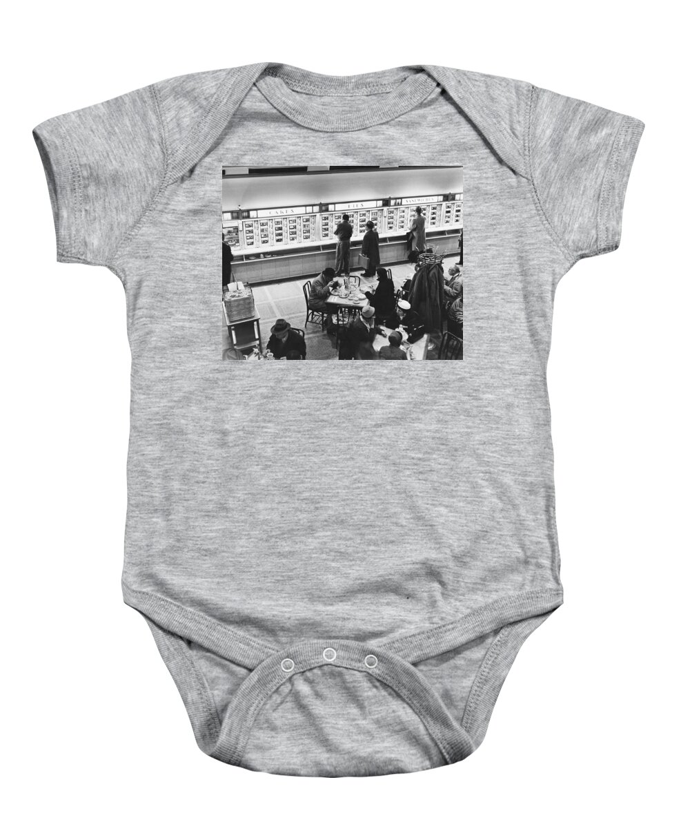 Historic Baby Onesie featuring the photograph Horn & Hardart Automat, Nyc, 1957 by Albert Mozell