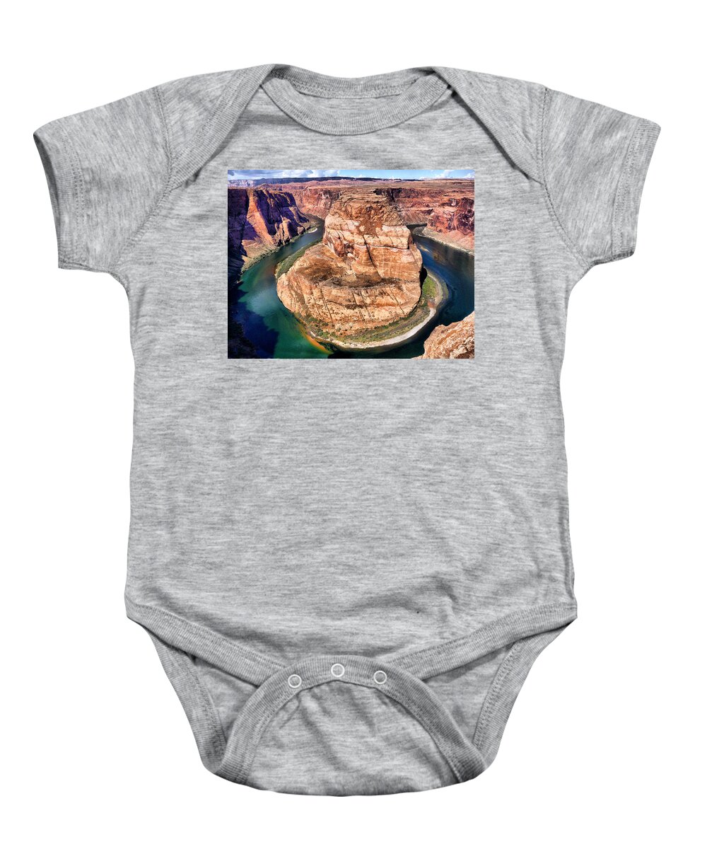 Horseshoe Bend Baby Onesie featuring the photograph Horseshoe Bend in Arizona by Mitchell R Grosky
