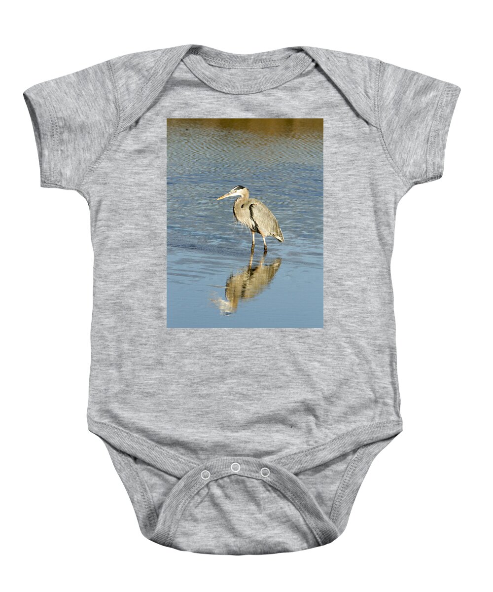 Jean Noren Baby Onesie featuring the photograph Hunting Heron by Jean Noren
