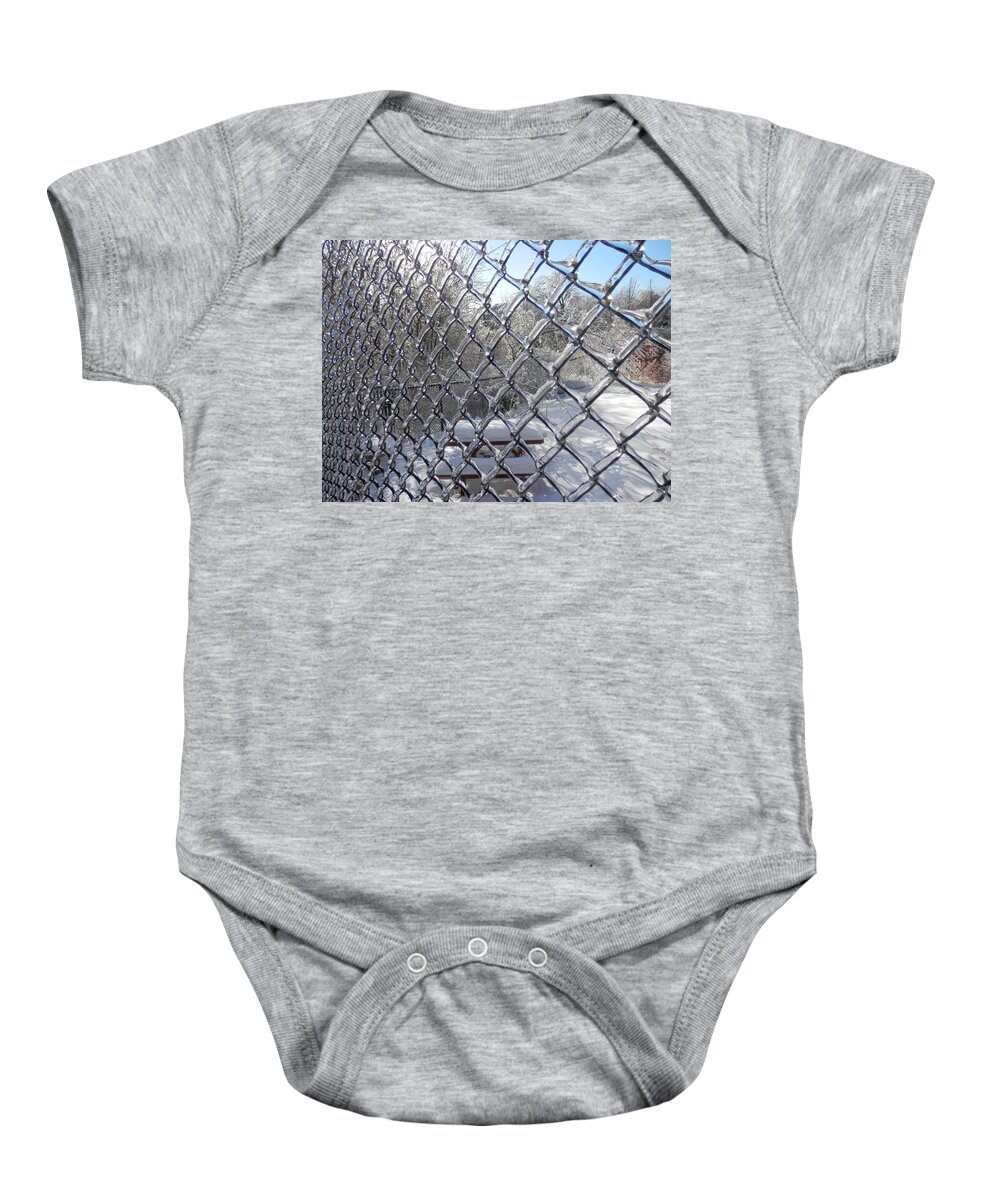 Ice Baby Onesie featuring the photograph Ice Fence by Pema Hou