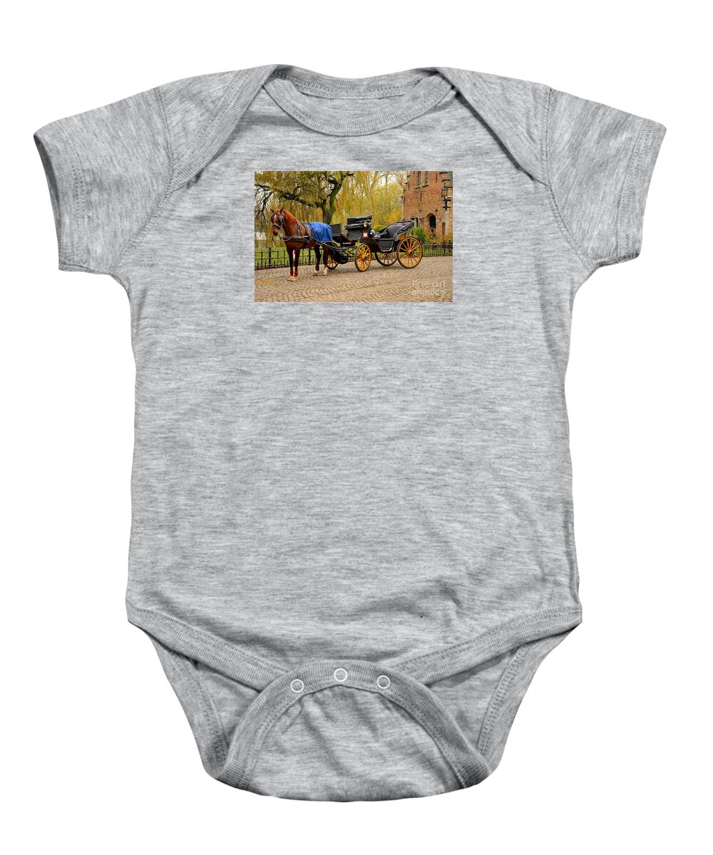  Horse Baby Onesie featuring the photograph Immaculate horse and carriage Bruges Belgium by Imran Ahmed