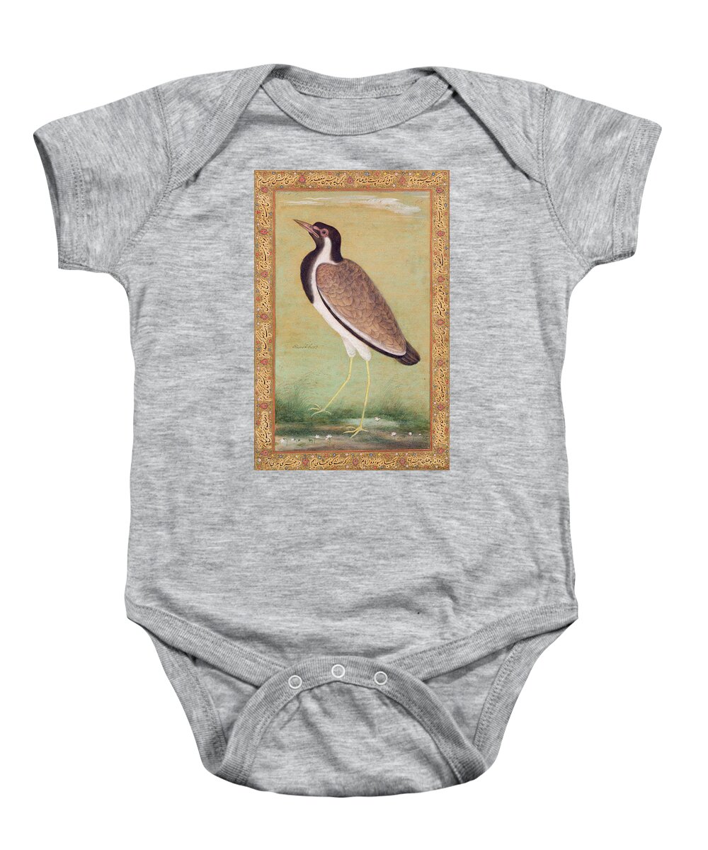 Lapwing Baby Onesie featuring the painting Indian lapwing by Mansur