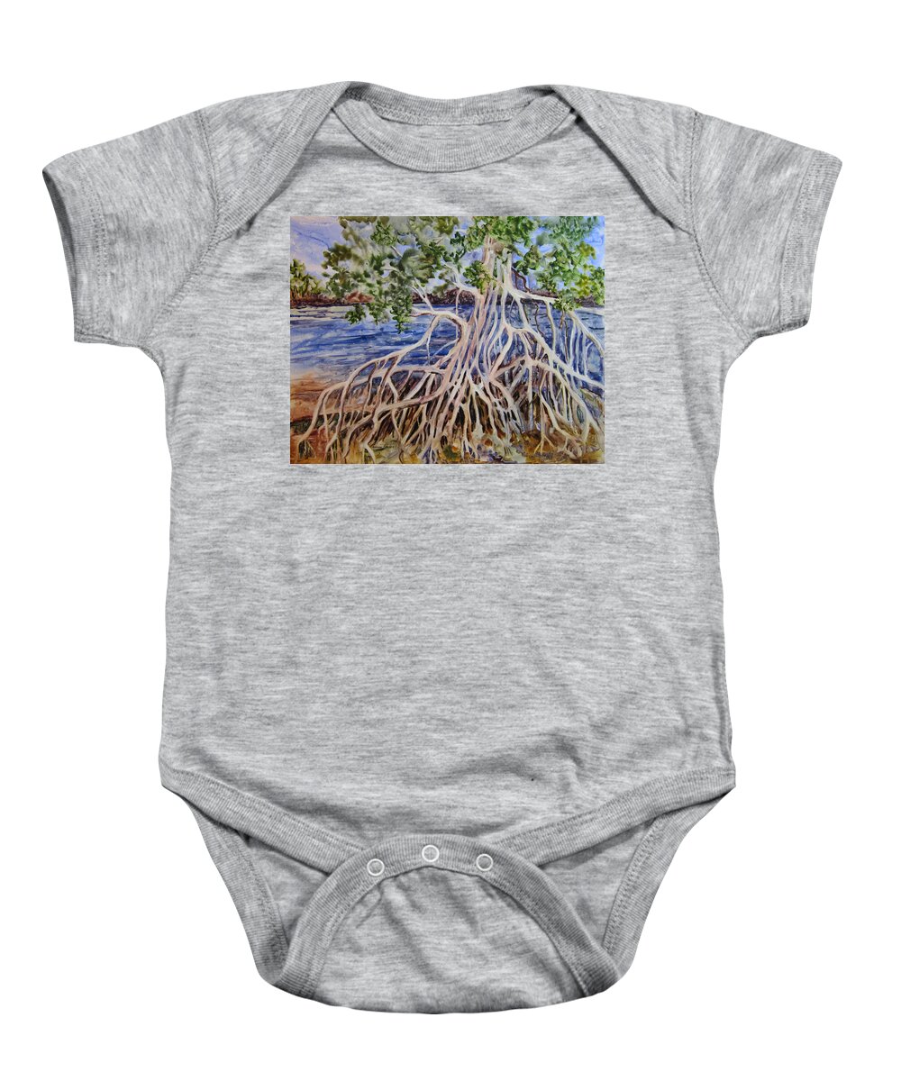 Mangroves Baby Onesie featuring the painting Intertwined by Roxanne Tobaison