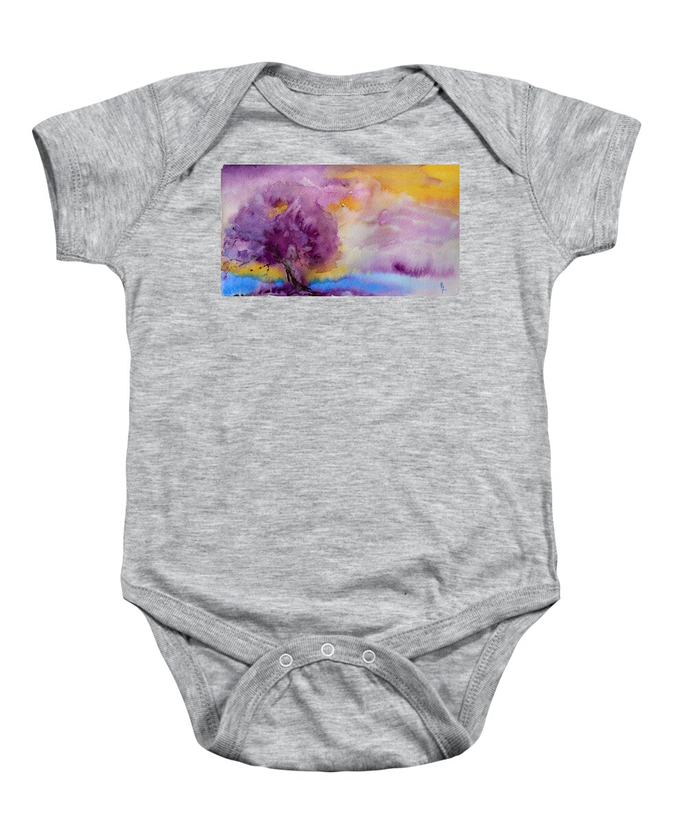 Purple Baby Onesie featuring the painting Into The Mist III by Beverley Harper Tinsley