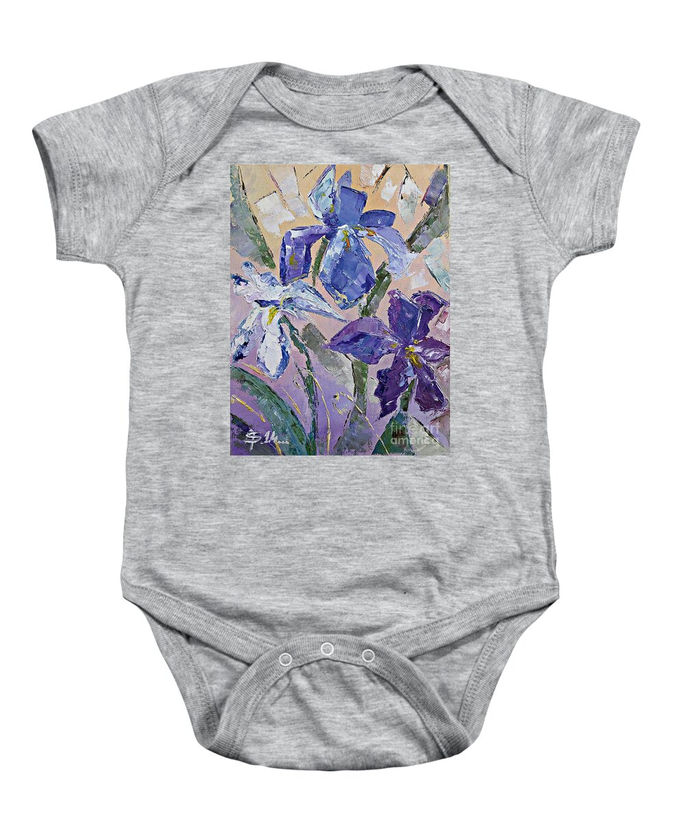 Iris Baby Onesie featuring the painting Iris flowers by Amalia Suruceanu