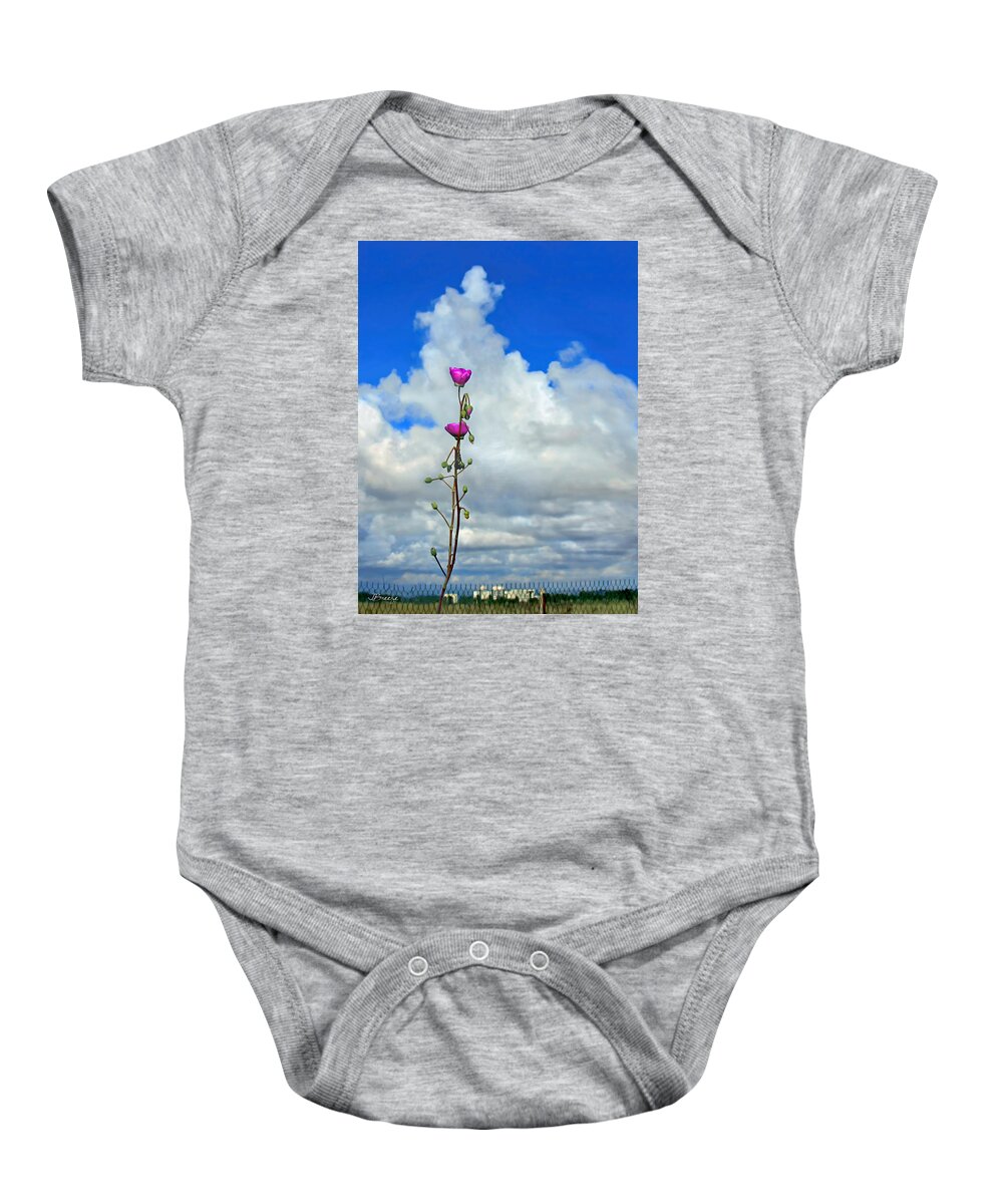Sky Baby Onesie featuring the photograph Jack and the Rose Stock by Jennie Breeze
