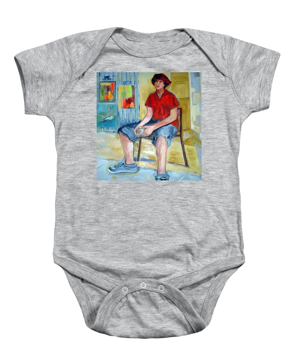 For The Contest : Painting Of Men Only Baby Onesie featuring the painting Jeremy by Kim PARDON