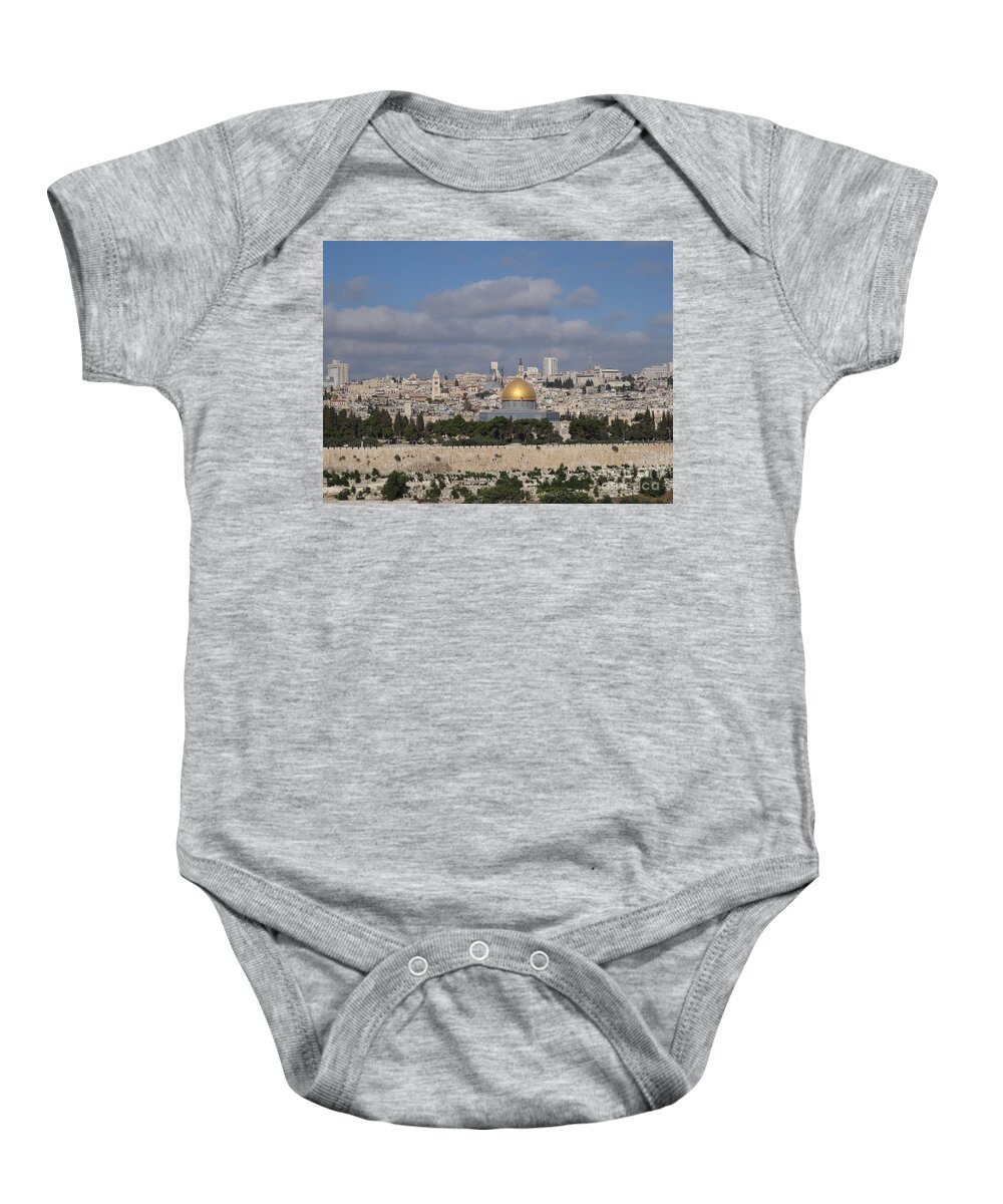Dome On The Rock Baby Onesie featuring the photograph Jerusalem Old City by Karen Jane Jones