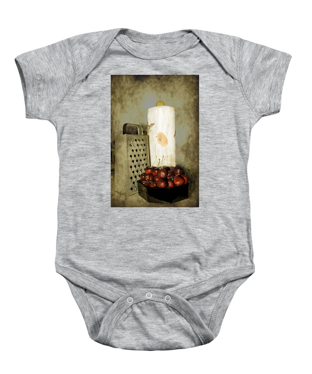 Cherries Baby Onesie featuring the photograph Just a Bowl of Cherries by Judy Hall-Folde