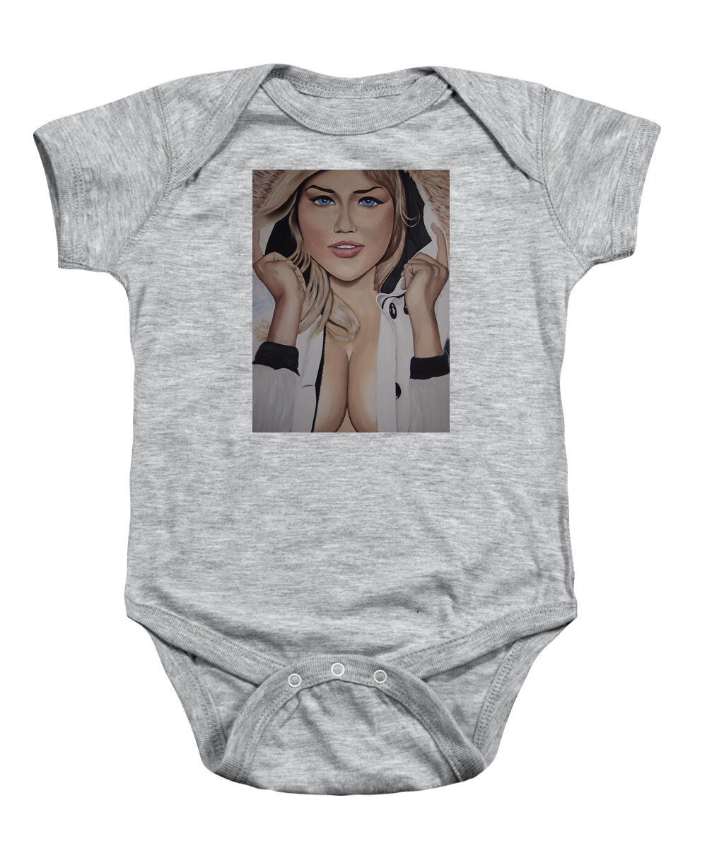 Model Baby Onesie featuring the painting Kate Upton by Dean Stephens