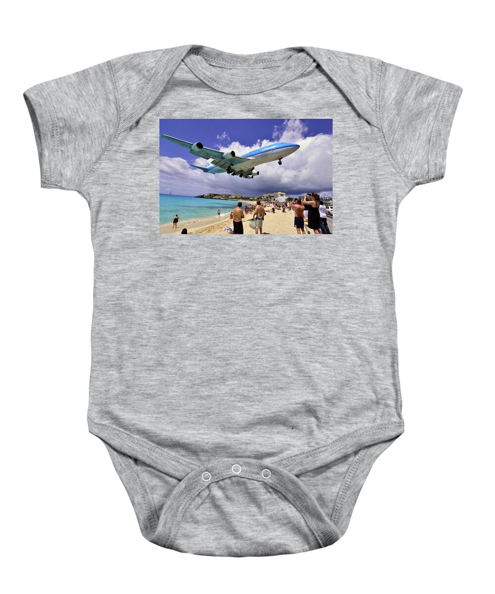 St Martin - Airplanes Baby Onesie featuring the photograph KLM Landing at St Maarten 2 by Matt Swinden