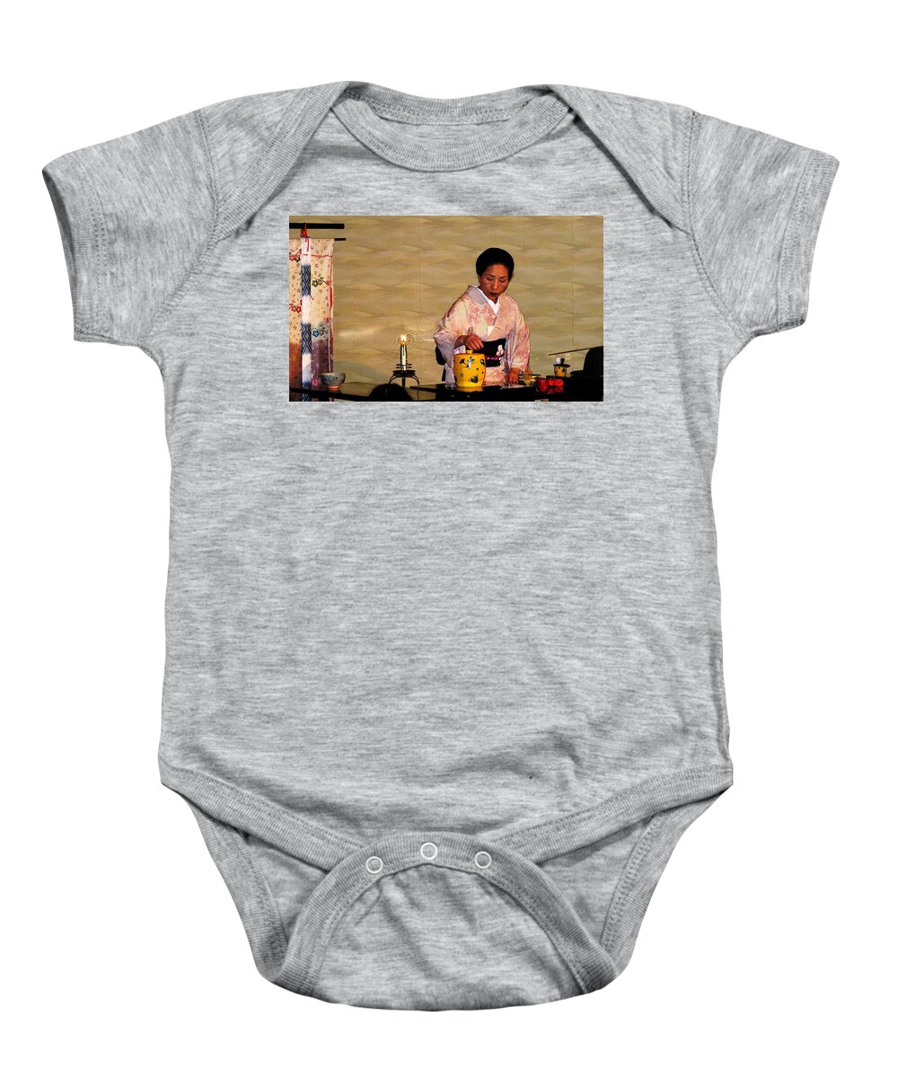 Kyoto Baby Onesie featuring the photograph Kyoto - Tea Ceremony by Jacqueline M Lewis