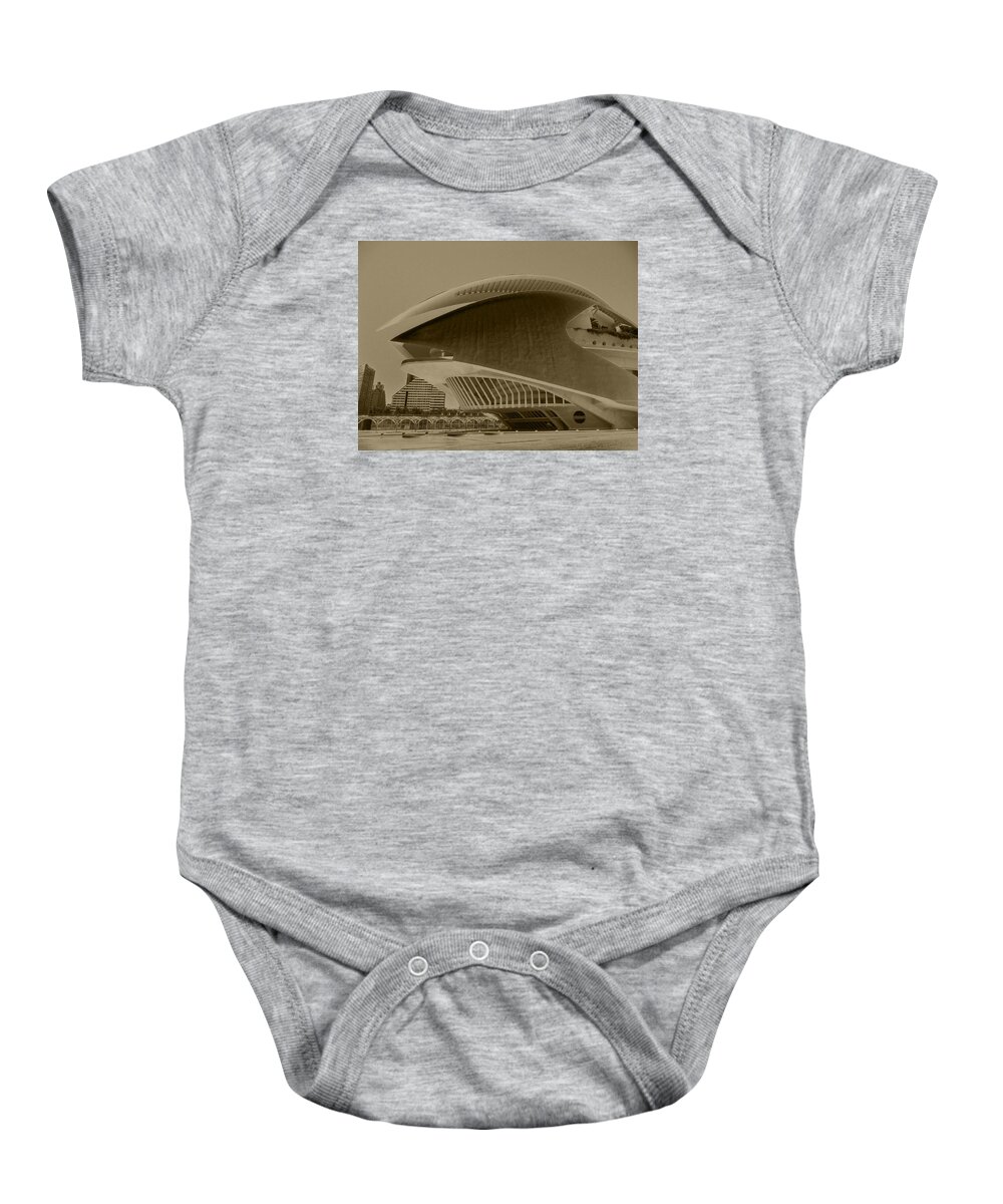 Attraction Baby Onesie featuring the photograph L' Hemisferic - Valencia by Juergen Weiss