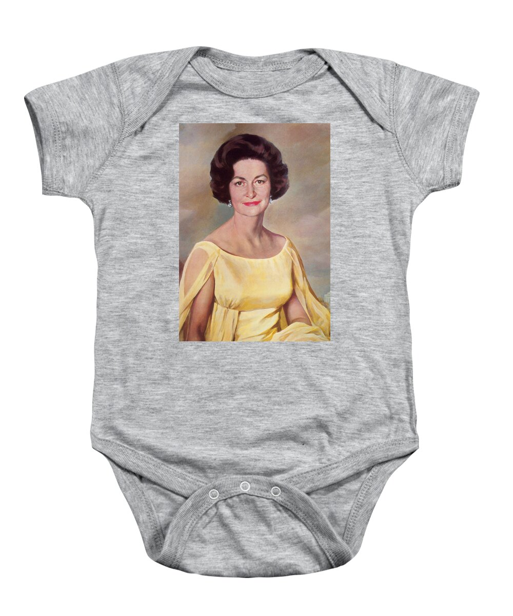 Government Baby Onesie featuring the painting Lady Bird Johnson, First Lady by Science Source