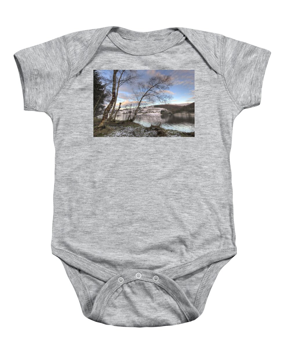 Ladybower Baby Onesie featuring the photograph Ladybower sunset by Steev Stamford