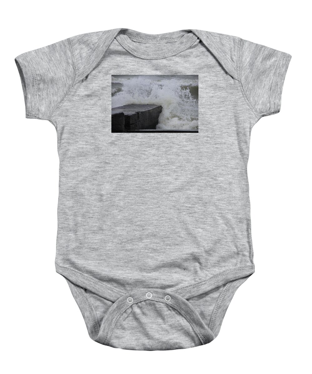 Horizontal Baby Onesie featuring the photograph Lake Erie Waves by Valerie Collins