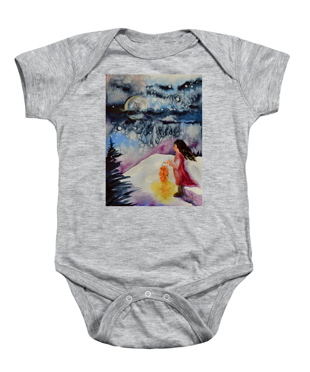 Lantern Baby Onesie featuring the painting Lantern Festival by Beverley Harper Tinsley