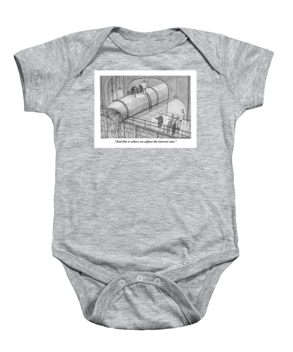 Money Baby Onesie featuring the drawing Leading A Federal Reserve Tour Group by Jason Patterson