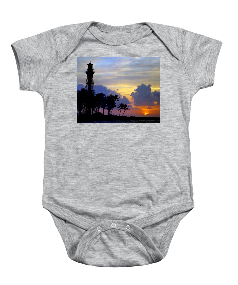 Lighthouse Baby Onesie featuring the photograph Lighthouse Point Sunrise 2 by Brent L Ander