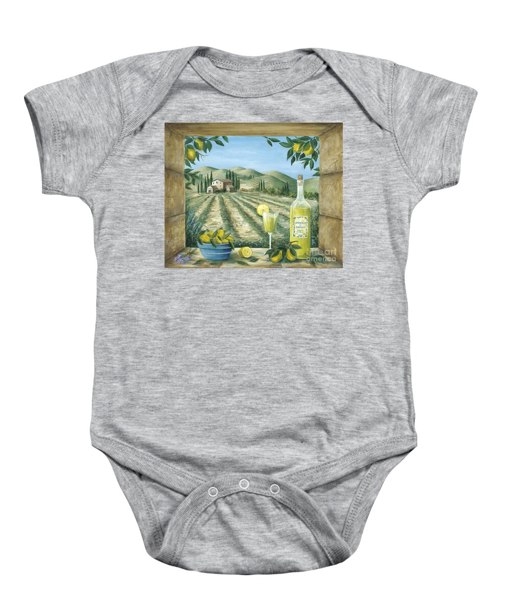 Tuscany Baby Onesie featuring the painting Limoncello by Marilyn Dunlap