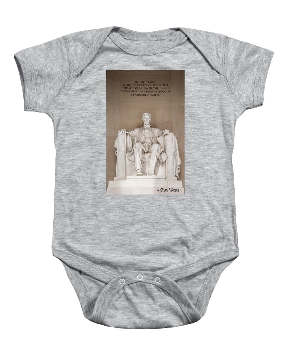 Abraham Lincoln Baby Onesie featuring the photograph Lincoln Memorial by Joan Wallner