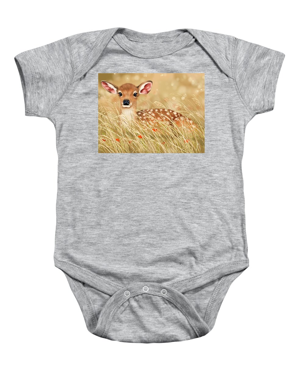 Ipad Baby Onesie featuring the painting Little fawn by Veronica Minozzi