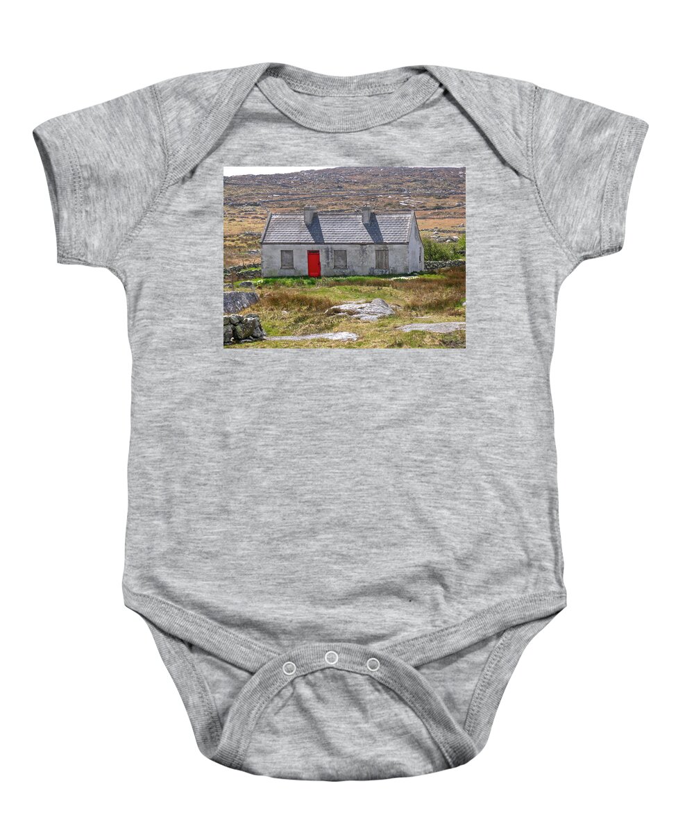 Irish Cottage Baby Onesie featuring the photograph Little Red Door by Suzanne Oesterling