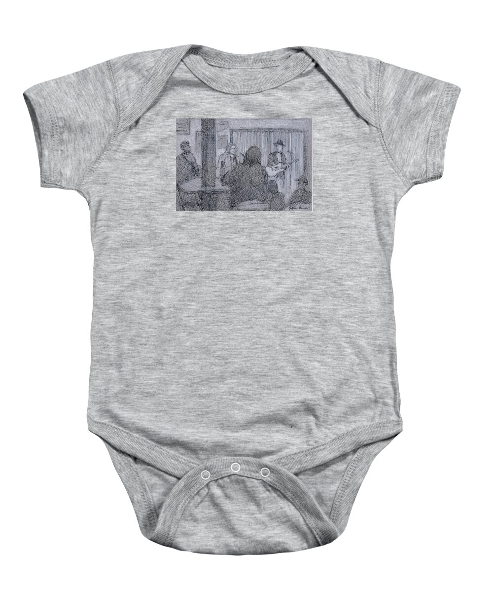 Music Baby Onesie featuring the painting Live Music by Arthur Barnes