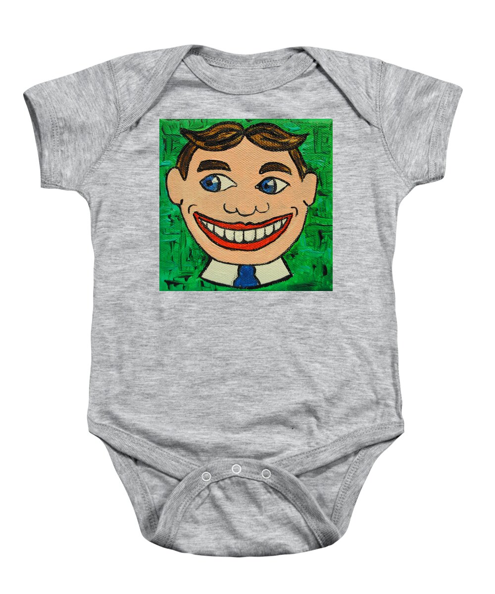 Tillie Baby Onesie featuring the painting Lookin Left Tillie by Patricia Arroyo
