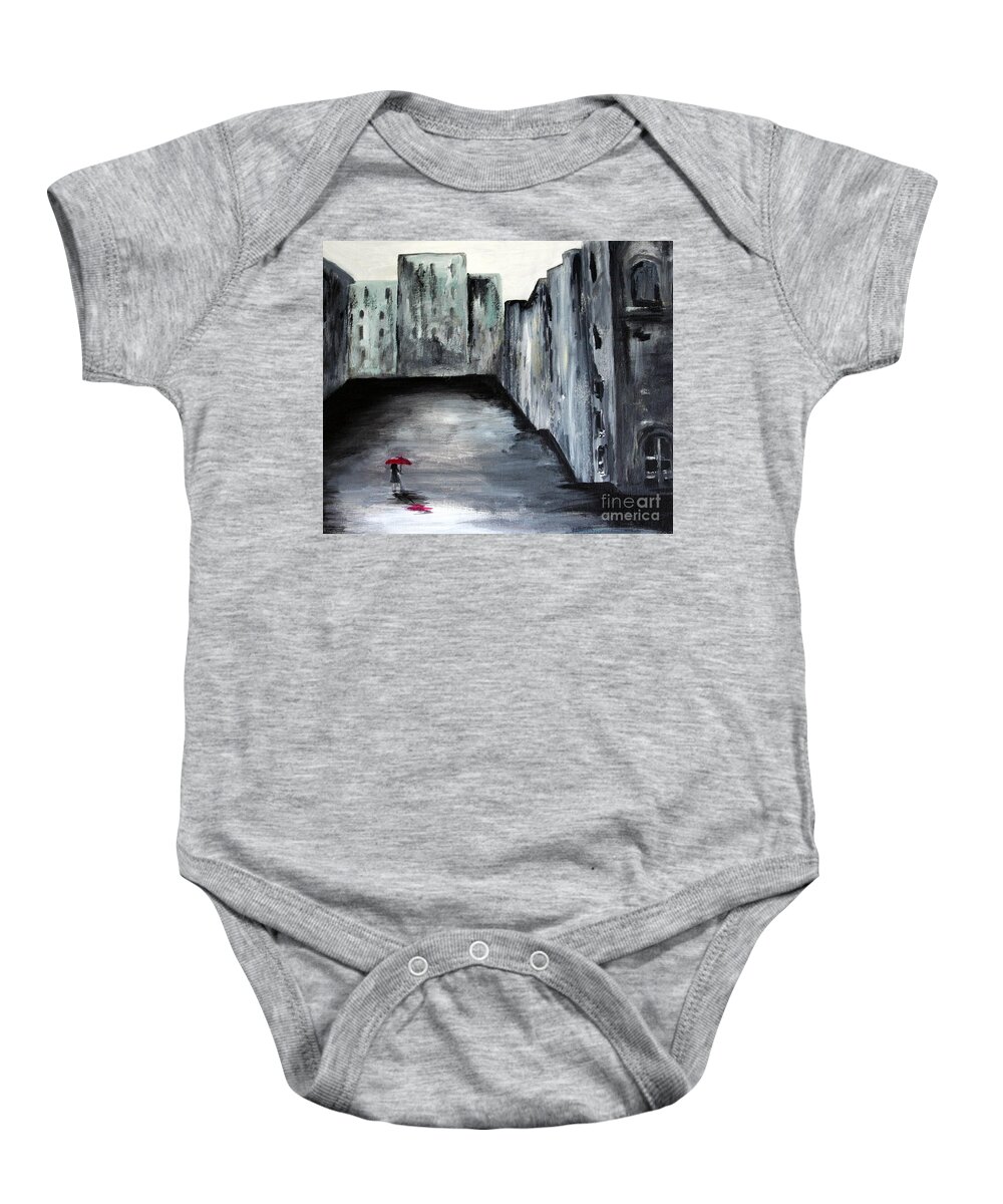 City Baby Onesie featuring the painting Lost in Life by Julie Lueders 
