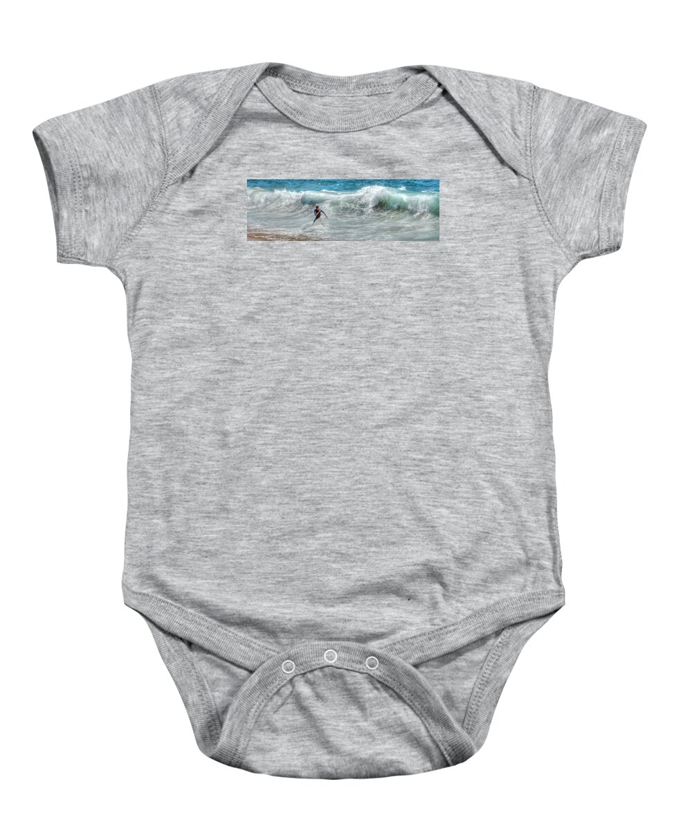 Surfing Baby Onesie featuring the photograph Man vs Wave by Bill Hamilton