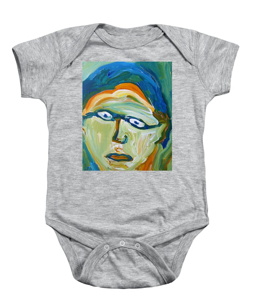 Abstract Baby Onesie featuring the painting Man with Glasses by Shea Holliman