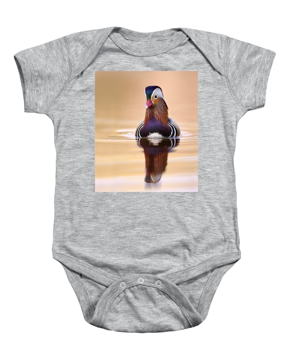 Stefano Ronchi Baby Onesie featuring the photograph Mandarin Duck Drake Italy by Stefano Ronchi