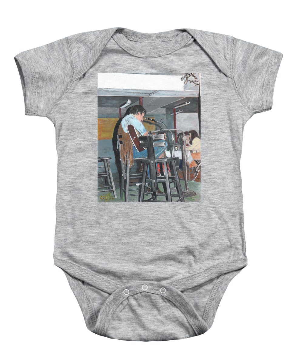 Historic Baby Onesie featuring the painting Mandella Coffee House by Cliff Wilson