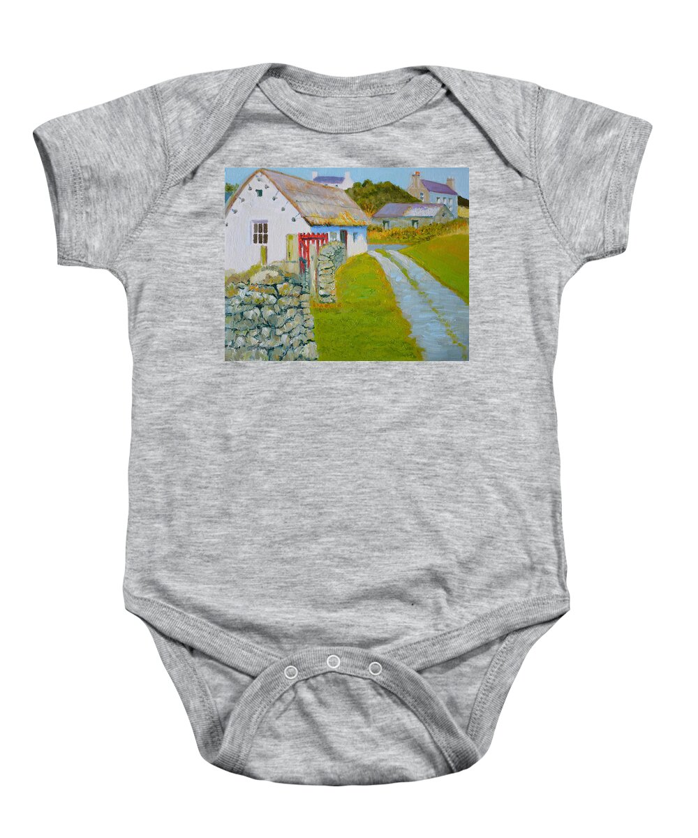 Landscape Baby Onesie featuring the painting Manx Red Gate by Dai Wynn