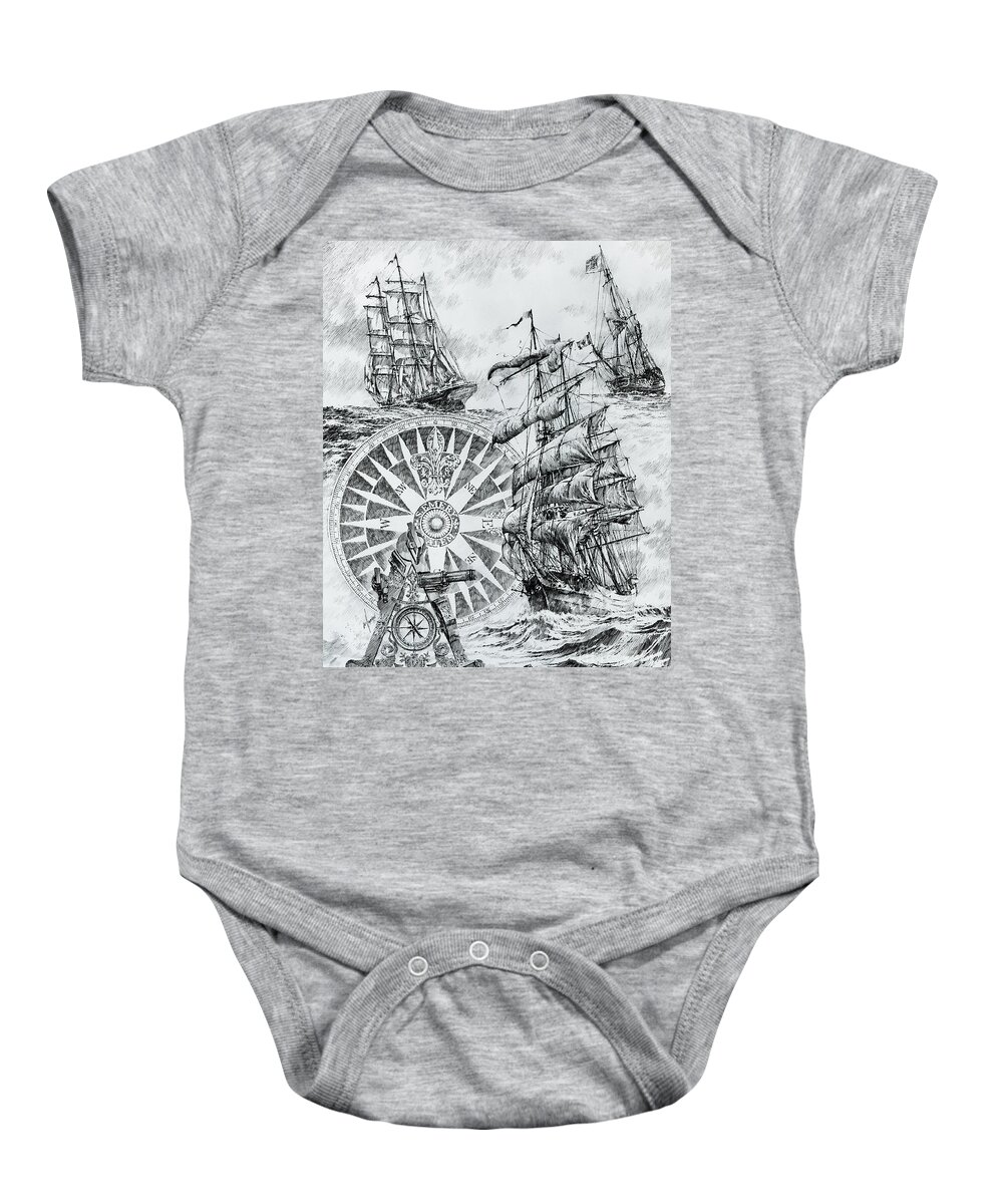 Maritime Baby Onesie featuring the drawing Maritime Heritage by James Williamson